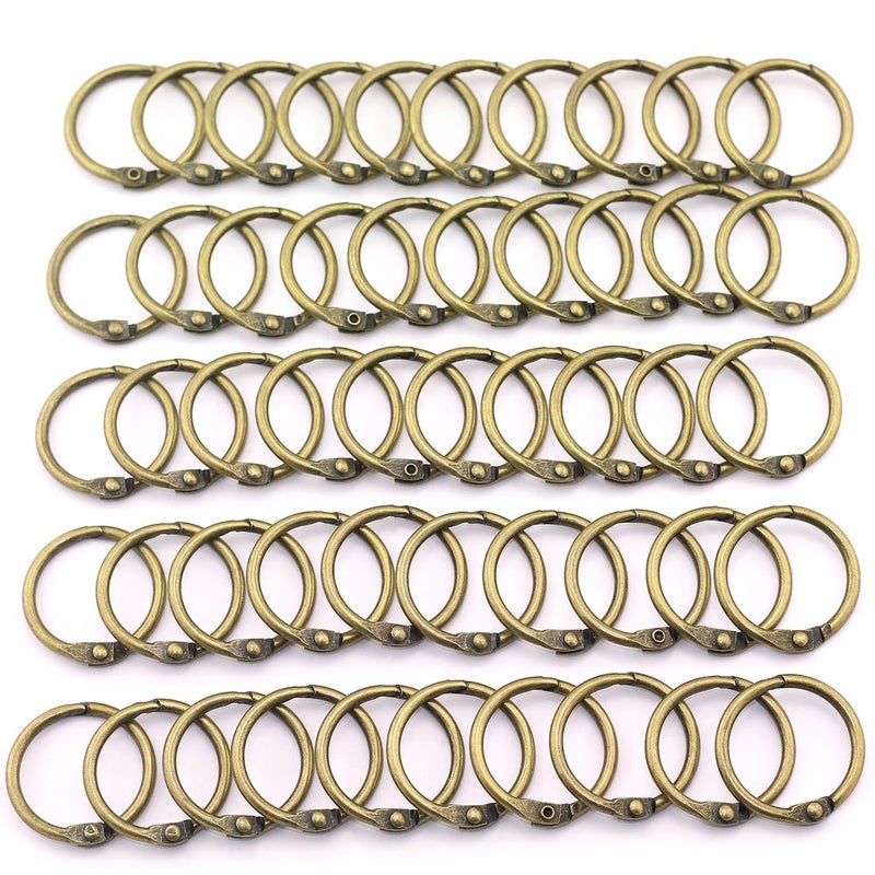 Lind Kitchen 50pcs 1" Bronze Book Ring Metal Loose Leaf Book Binder Hinged Buckle Rings Scrapbook Sketchbook Craft Photo Album DIY Binding Ring 25.4mm - Image 2